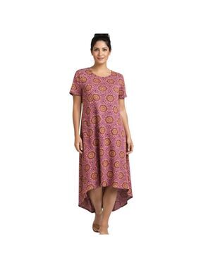 LulaRoe "Carly" Purple Kaleidoscope Print High-Low Dress Small